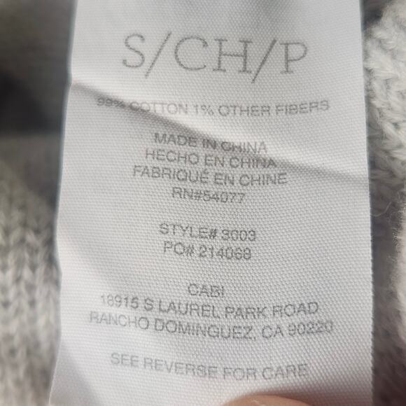 CAbi Cable Knit Poncho Sweater Women Small Gray Cowl Neck Pockets Style 5309 - Picture 14 of 15